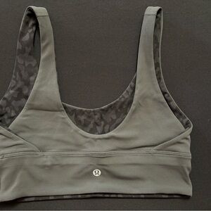 lululemon athletica reversible black leopard/gray sports bra
